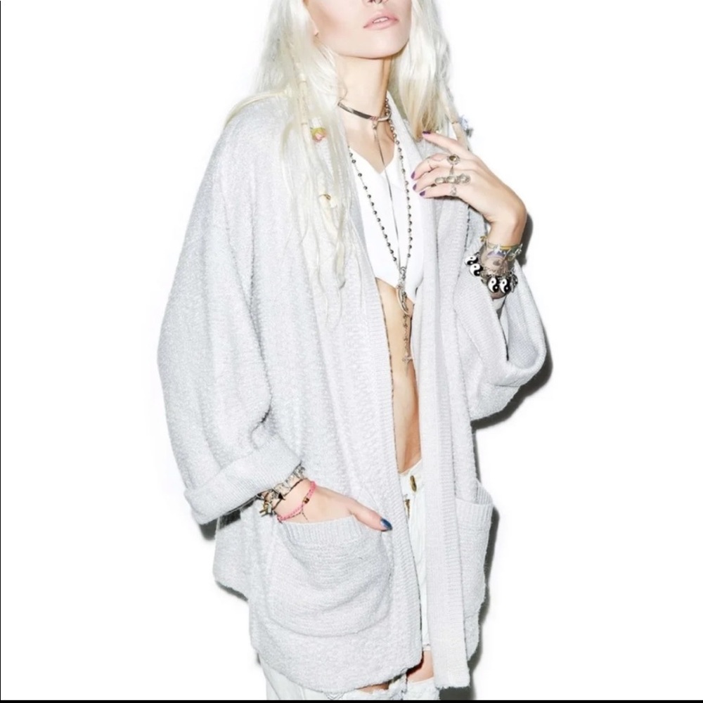 Wild fox gray open knit sweater